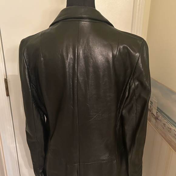 DOLCE & GABBANA VINTAGE Black Leather Coat 44 AUTHENTIC EXCELLENT CONDITION - Picture 3 of 8